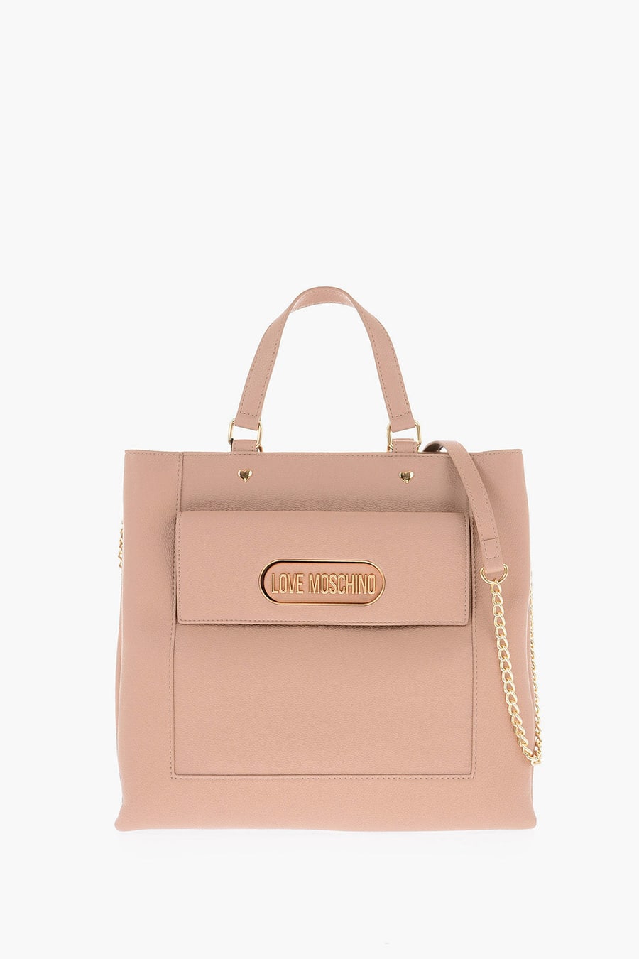 Moschino 0500~Rectangular Faux Leather Bag with Maxi Patch Pocket