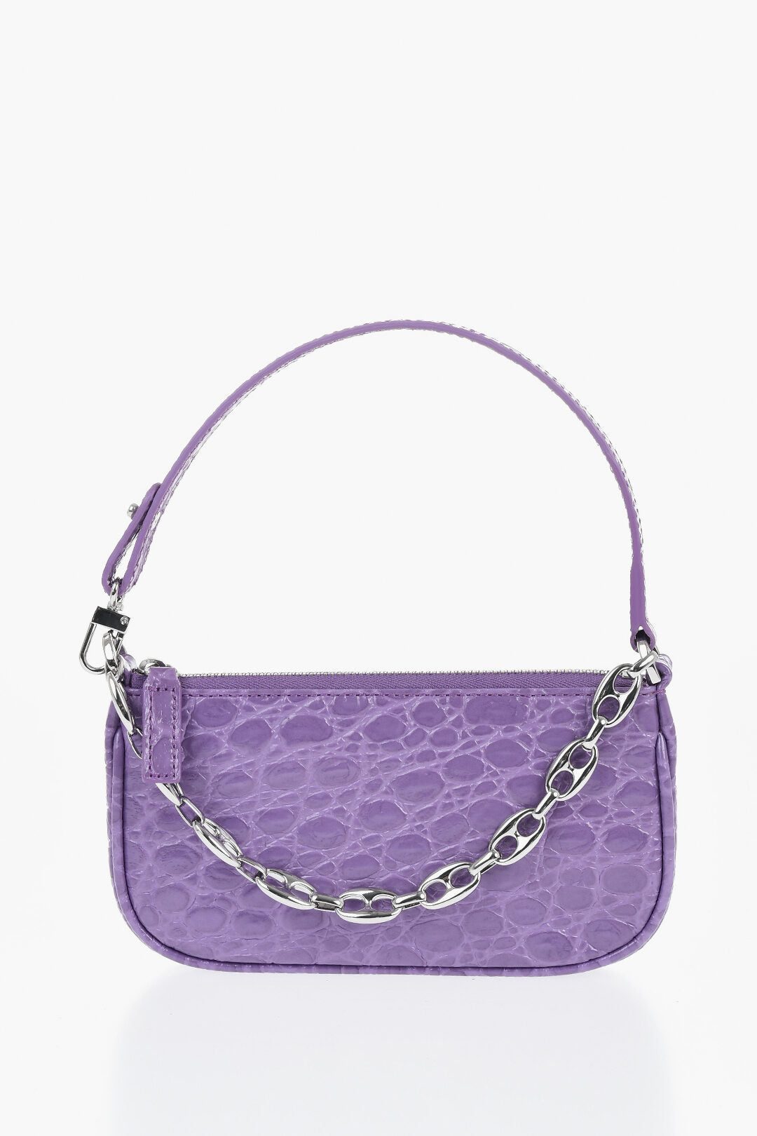 By Far 0550~Embossed Crocodile-Effect Leather Mini Bag
