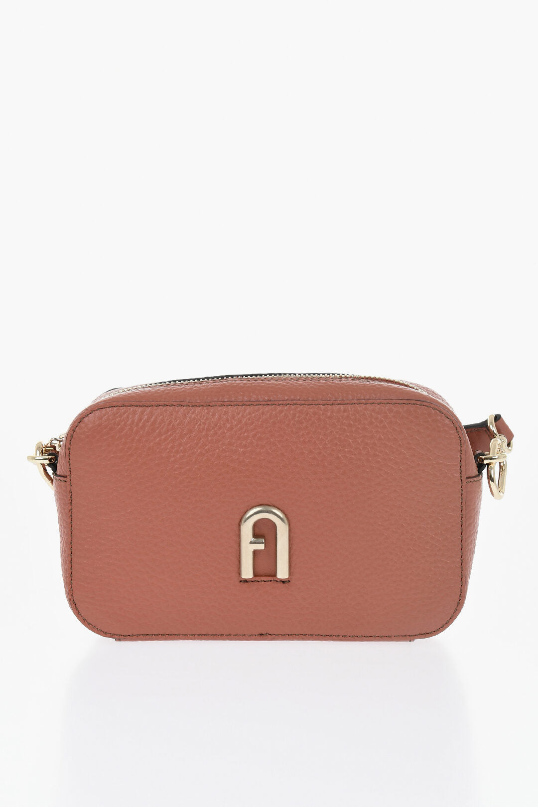 Furla 0950~Hammered Leather Crossbody Bag With Zip Closure, view 2