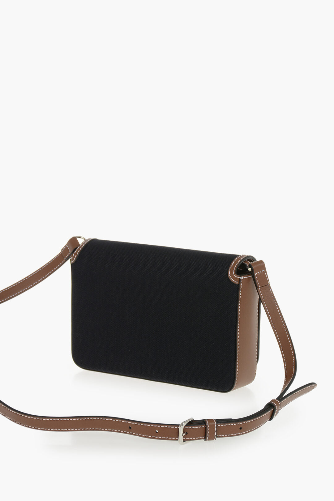 Burberry 1500~Fabric And Leather Shoulder Bag With Embroidered Logo, view 2