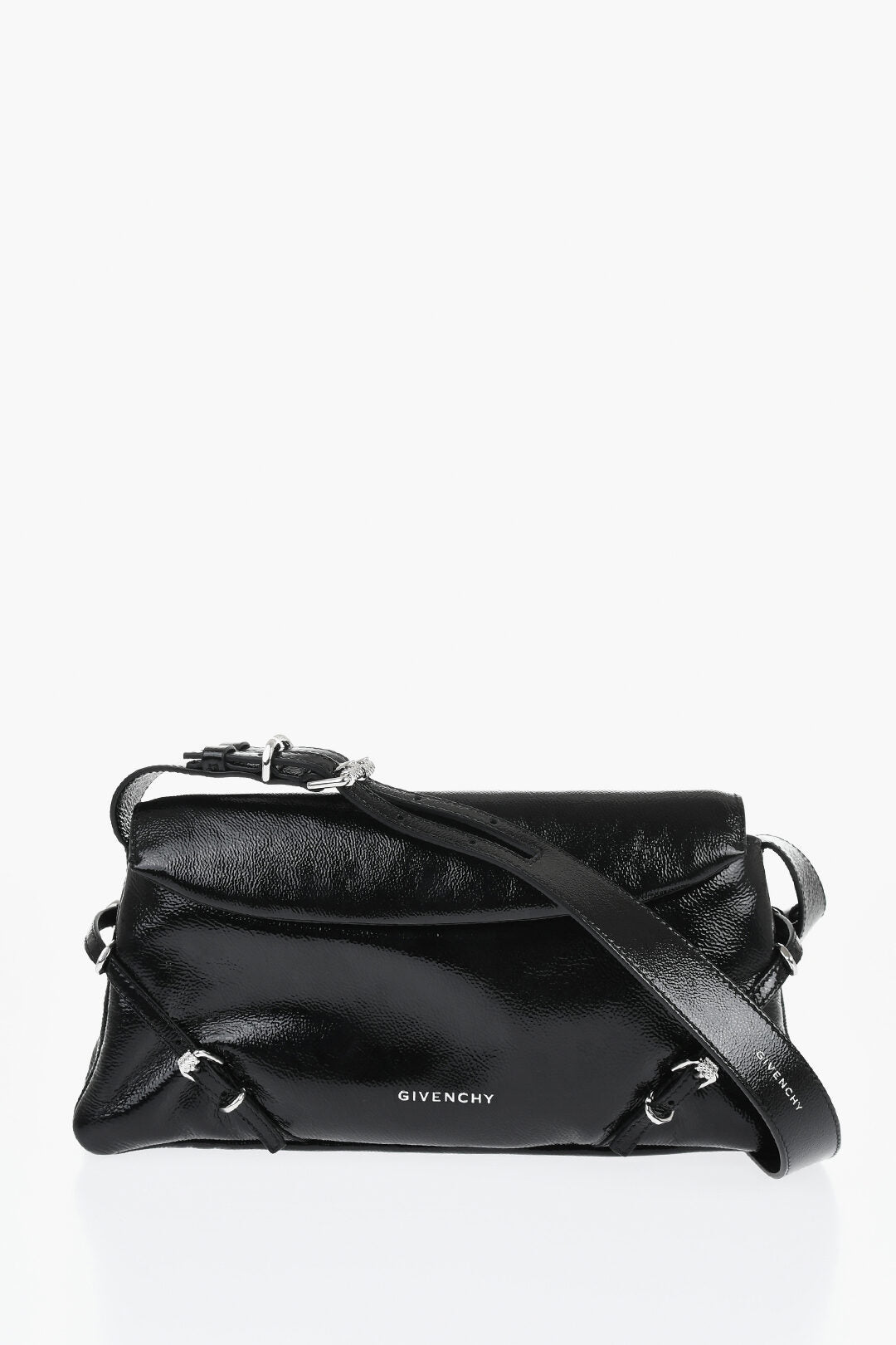 Givenchy 1500~Laminated Leather Shoulder Bag With Buckle Details