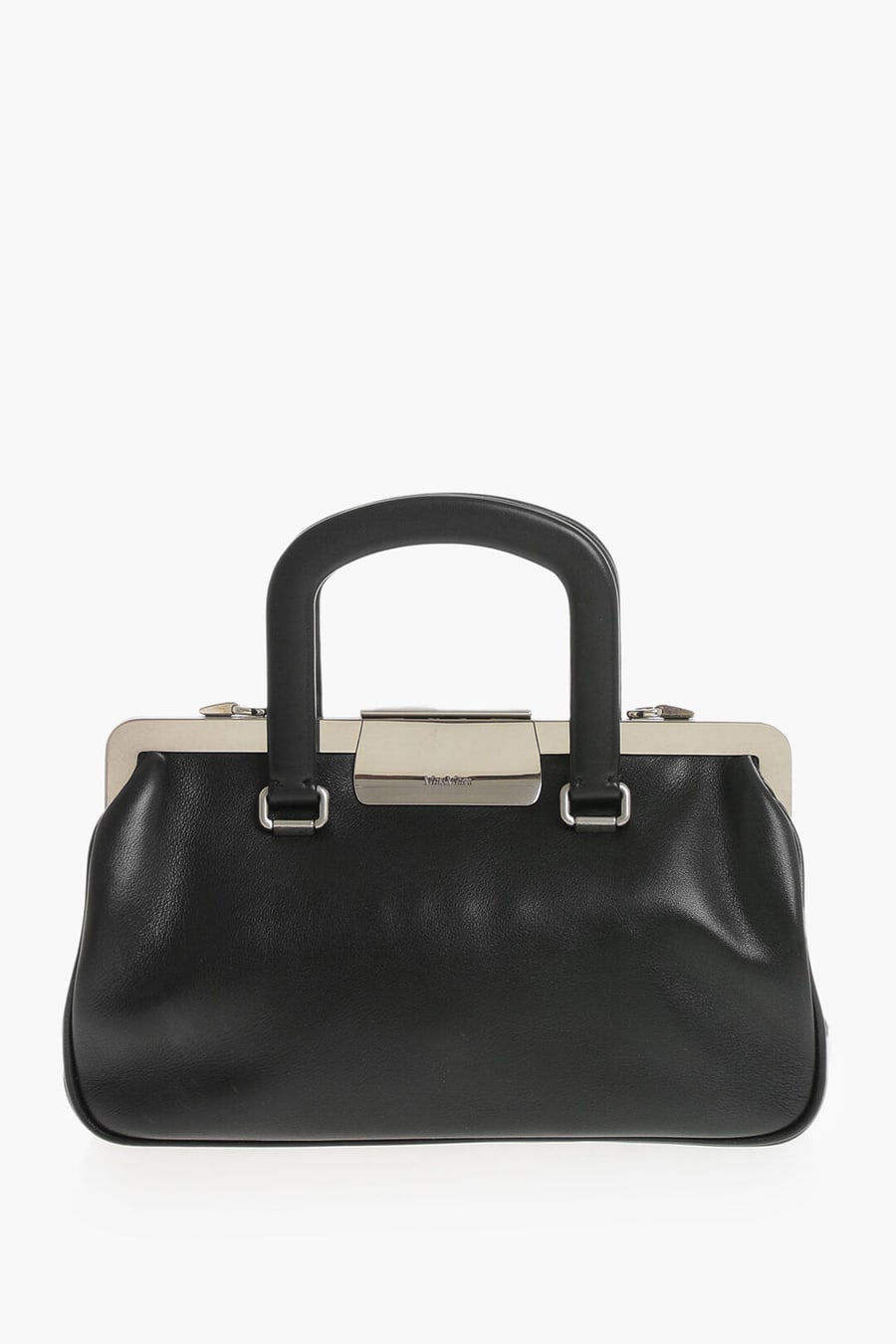 Max Mara 1500~Leather Handbag with Silver-Effect Details