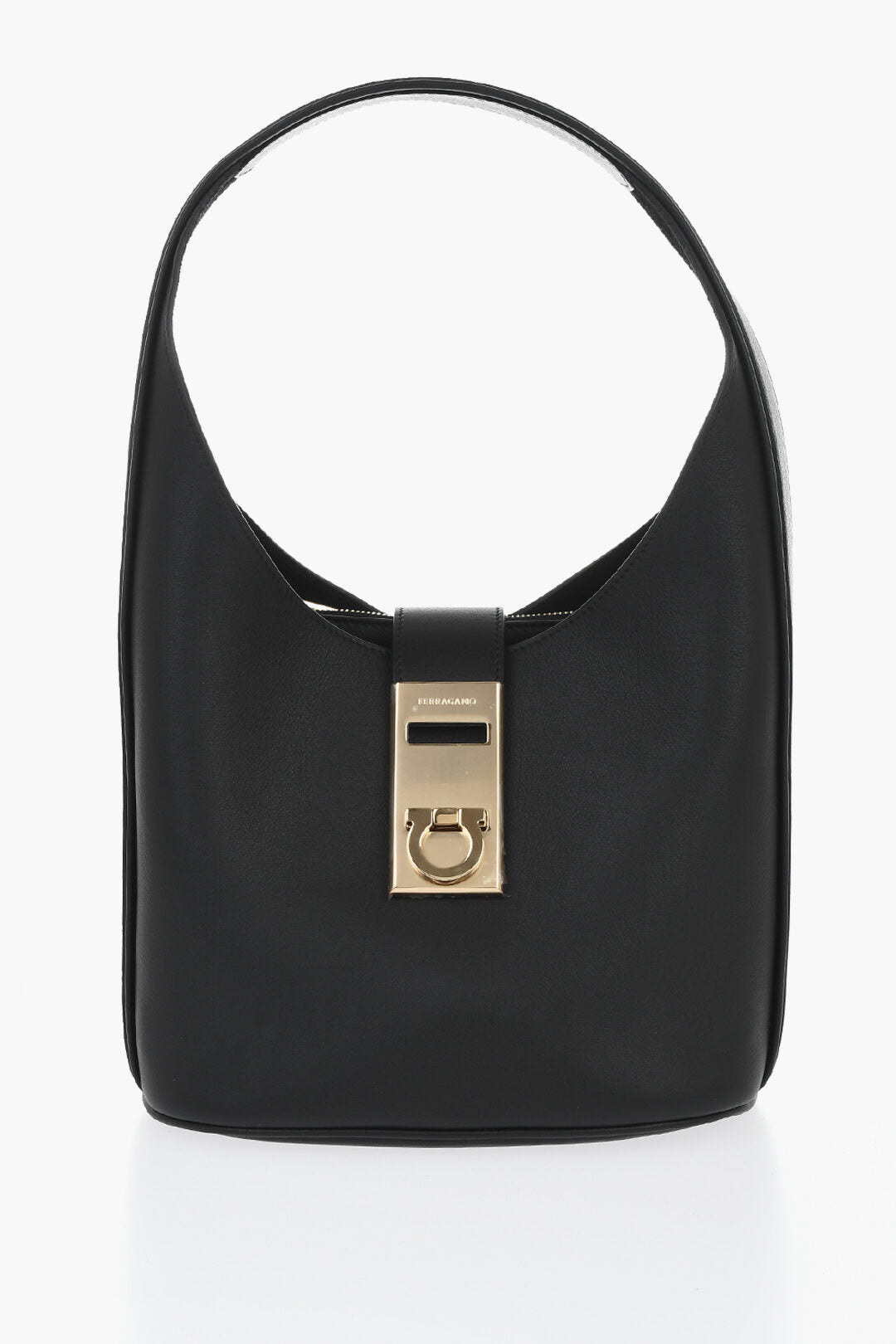 Ferragamo 1500~Leather Hobo Bag With Logo Detail