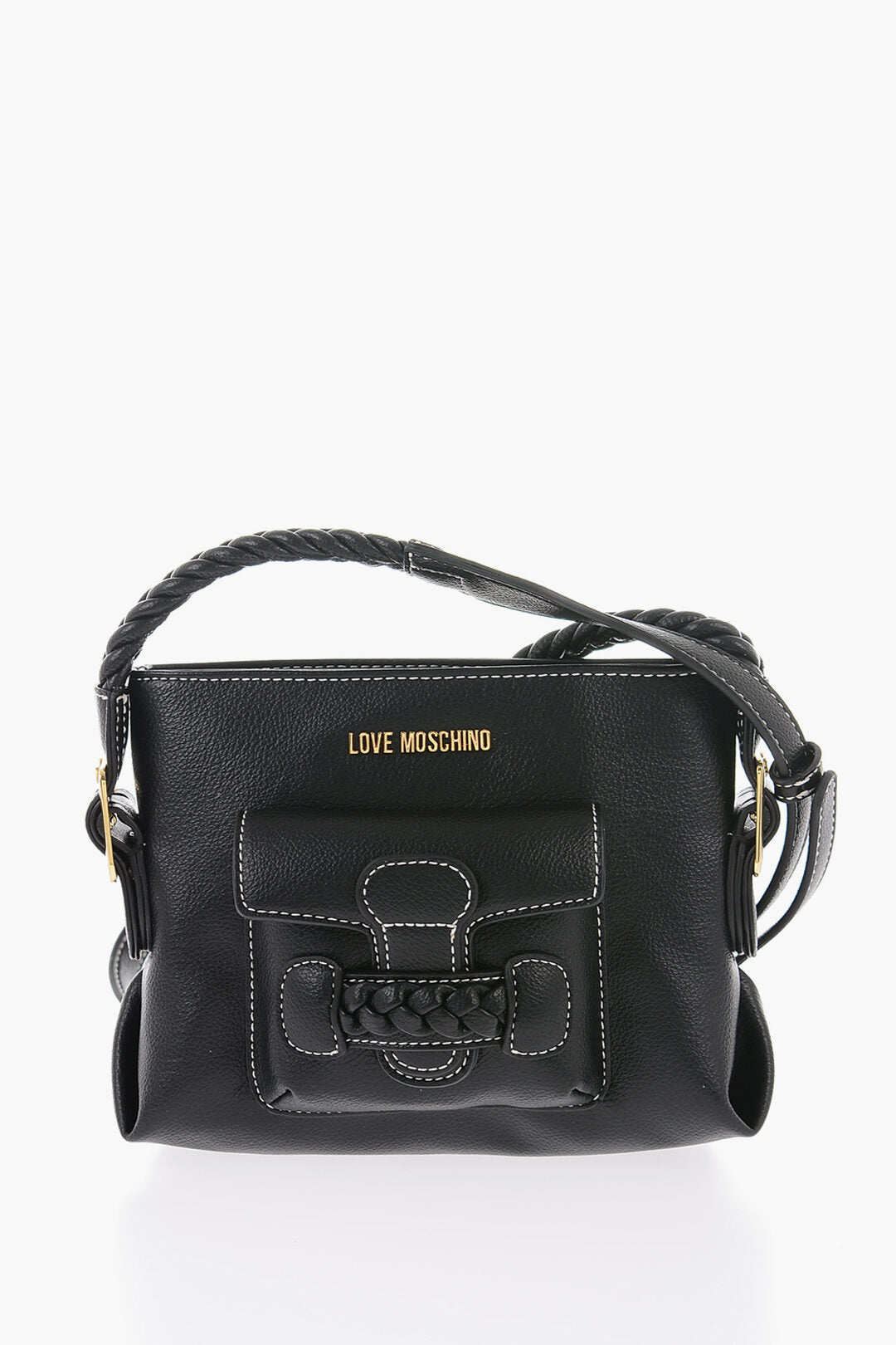 Moschino 1500~LOVE Faux Leather Crossbody Bag with Braided Details