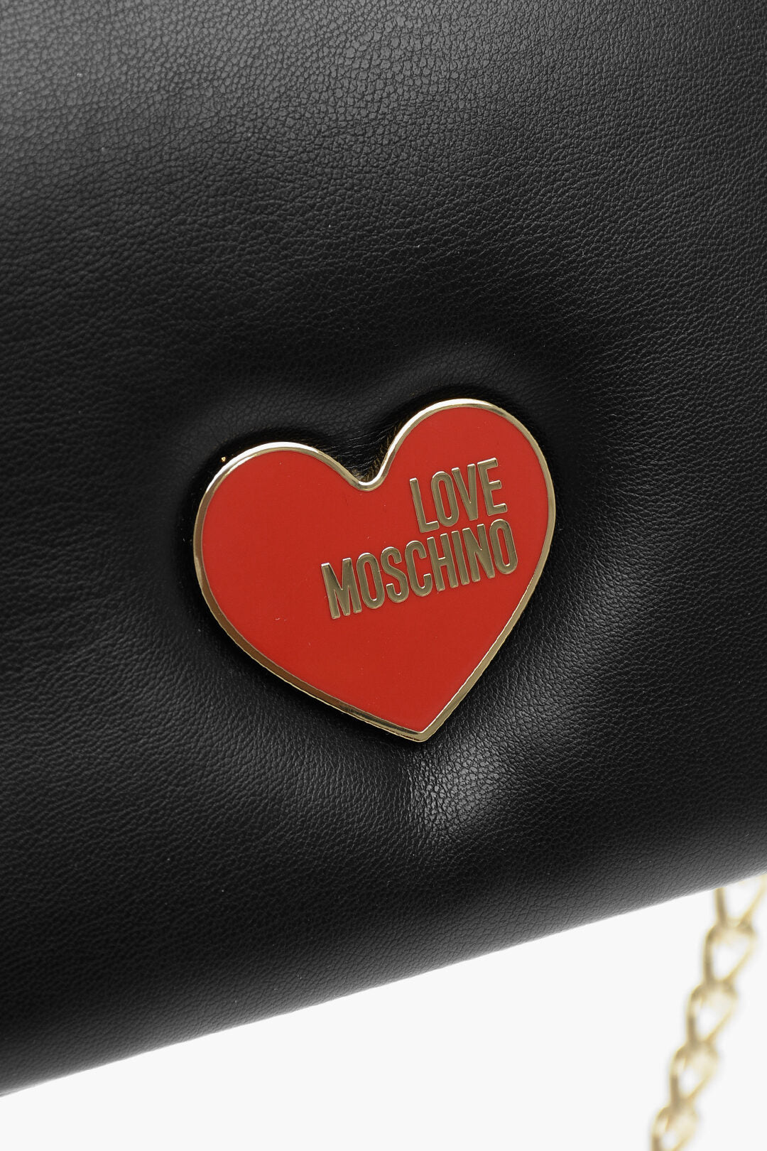 Moschino 1500~LOVE Faux Leather Crossbody Bag with Gold Chain