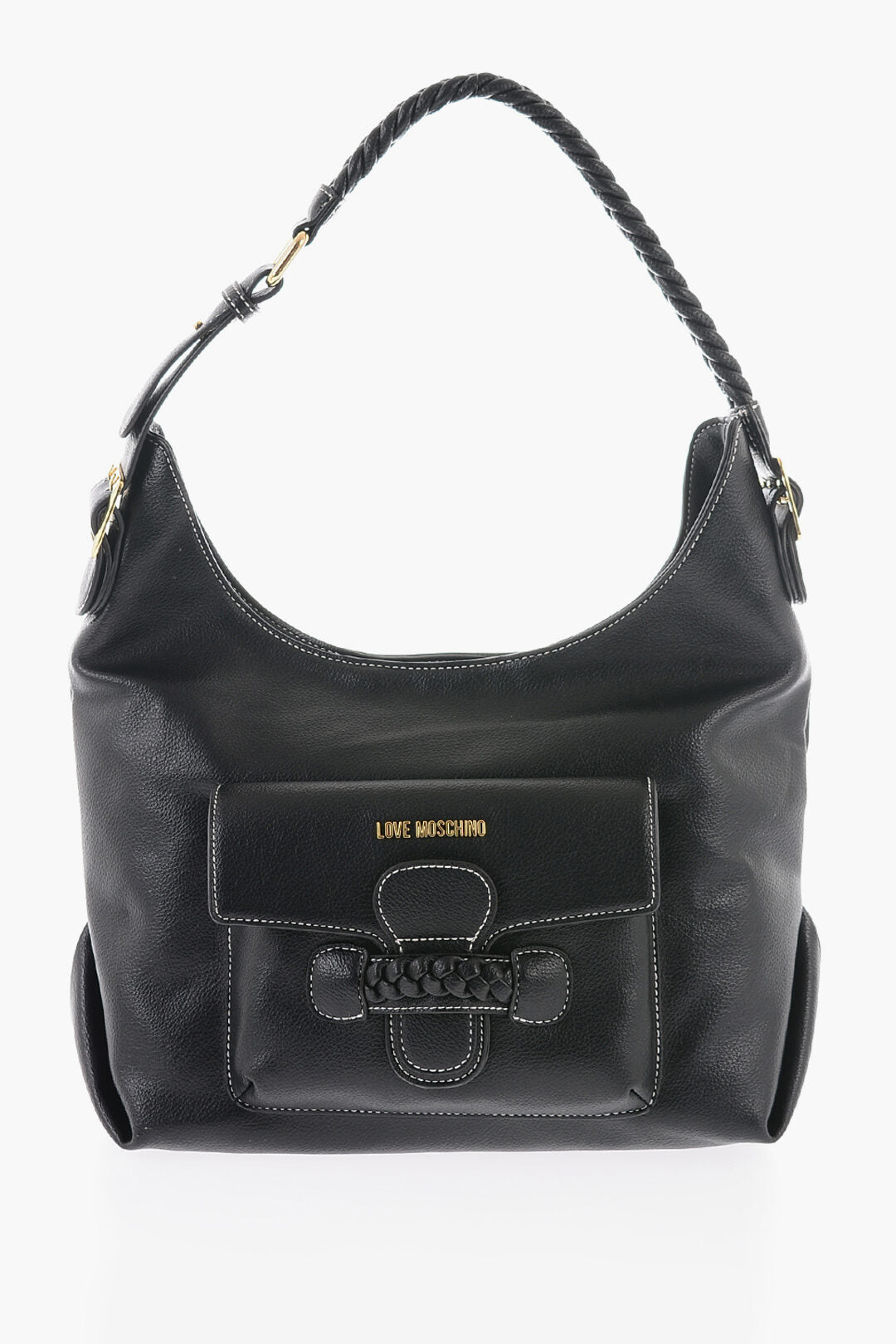 Moschino 1500~LOVE Faux Leather Shoulder Bag with Braided Handle