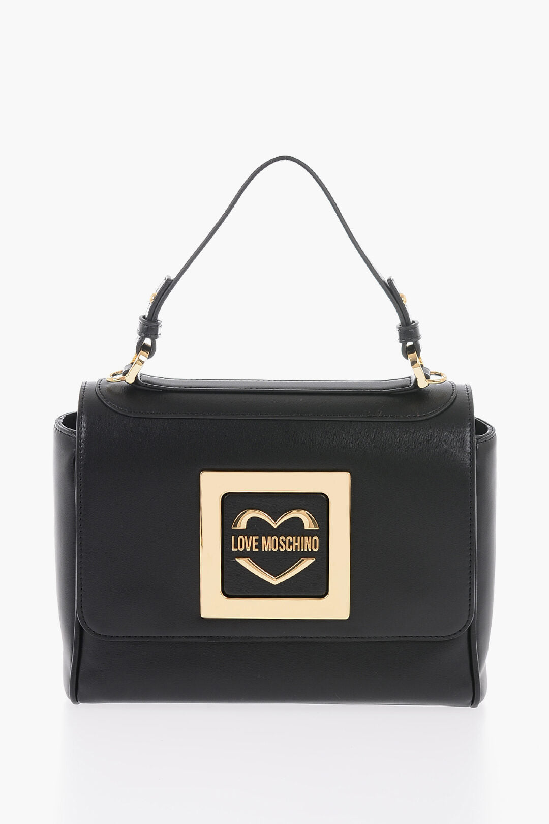 Moschino 1500~LOVE Faux Leather Shoulder Bag with Gold Details