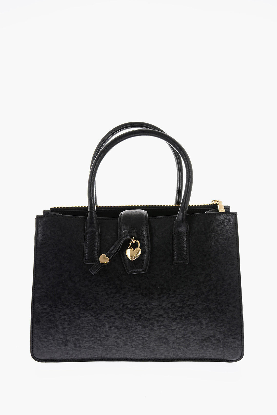 Moschino 1500~LOVE Faux Leather Tote Bag with Gold Heart Charm