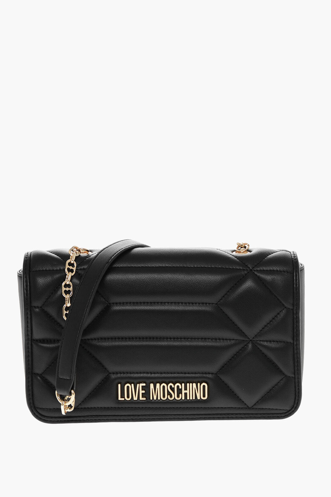 Moschino 1500~LOVE Leather Shoulder Bag with Gold-Effect Logo