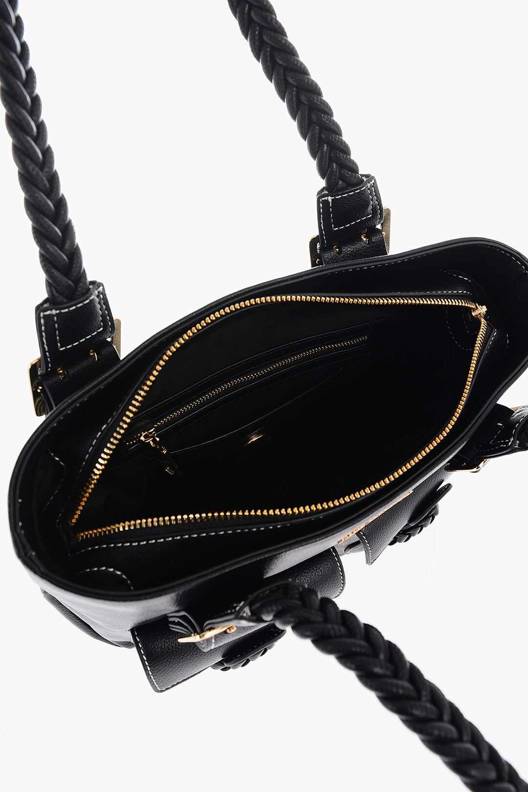 Moschino 1500~LOVE LOVE Faux Leather Shoulder Bag with Braided Handle