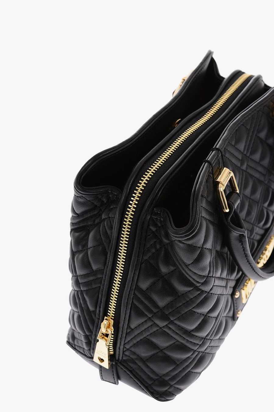 Moschino 1500~LOVE Quilted Faux Leather Bag with Gold Details