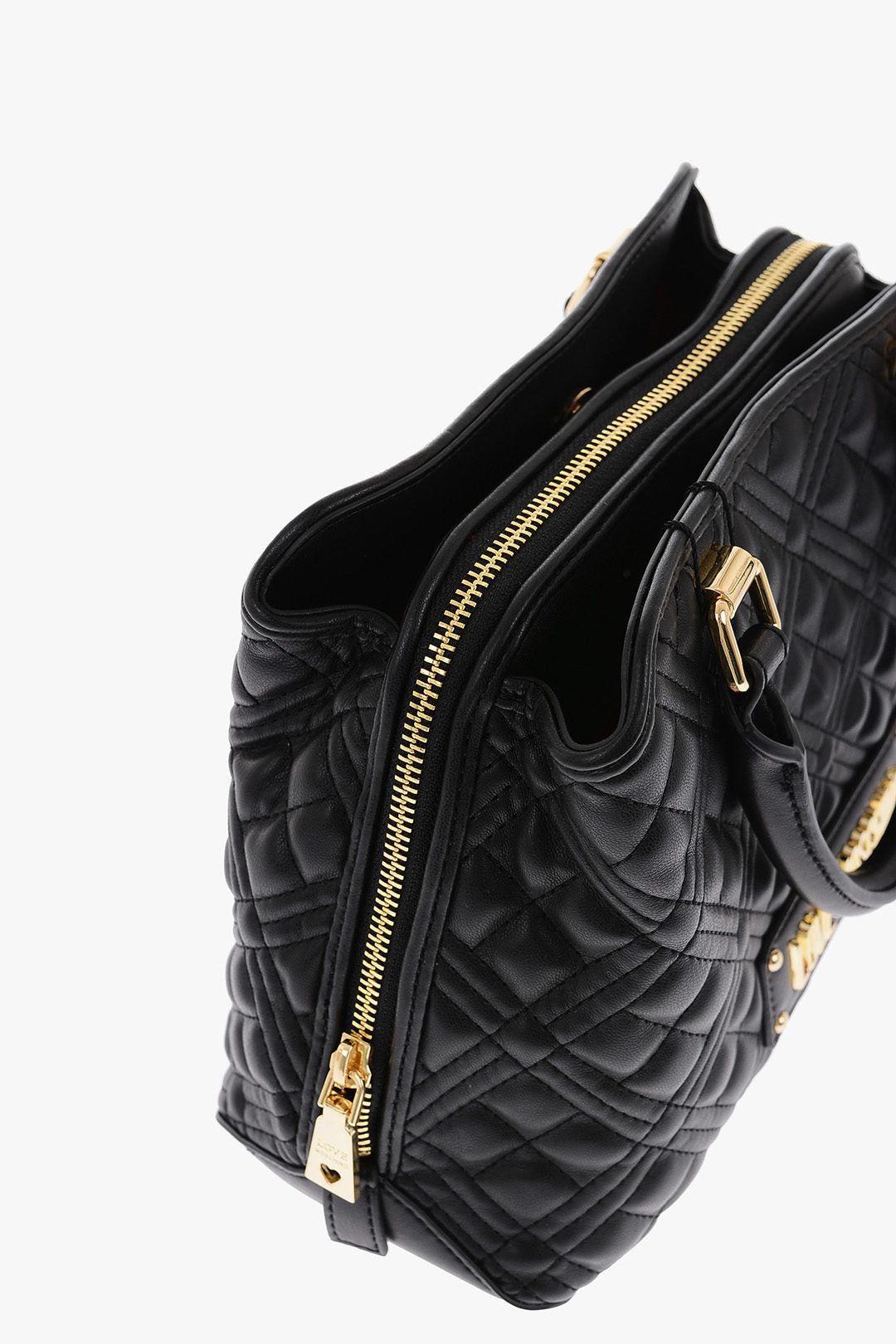 Moschino 1500~LOVE Quilted Faux Leather Bag with Gold Details