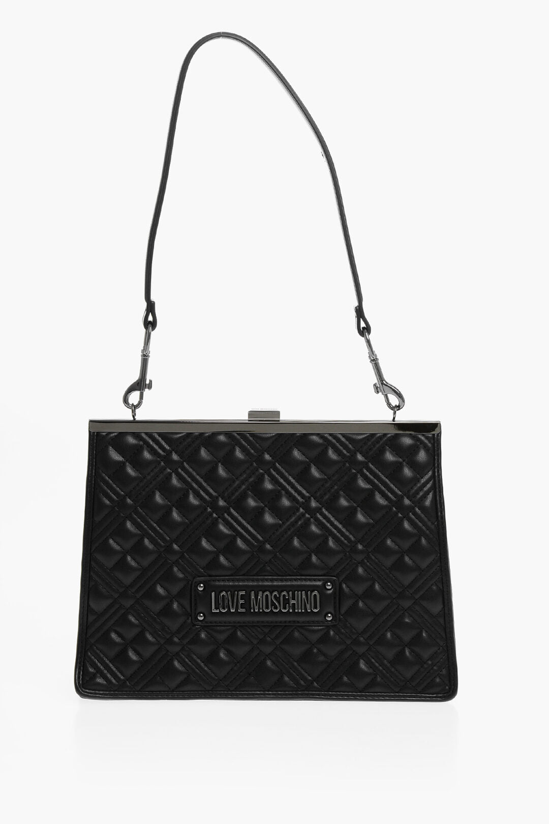 Moschino 1500~LOVE Quilted Faux Leather Crossbody Bag with Tone-on-Tone Logo