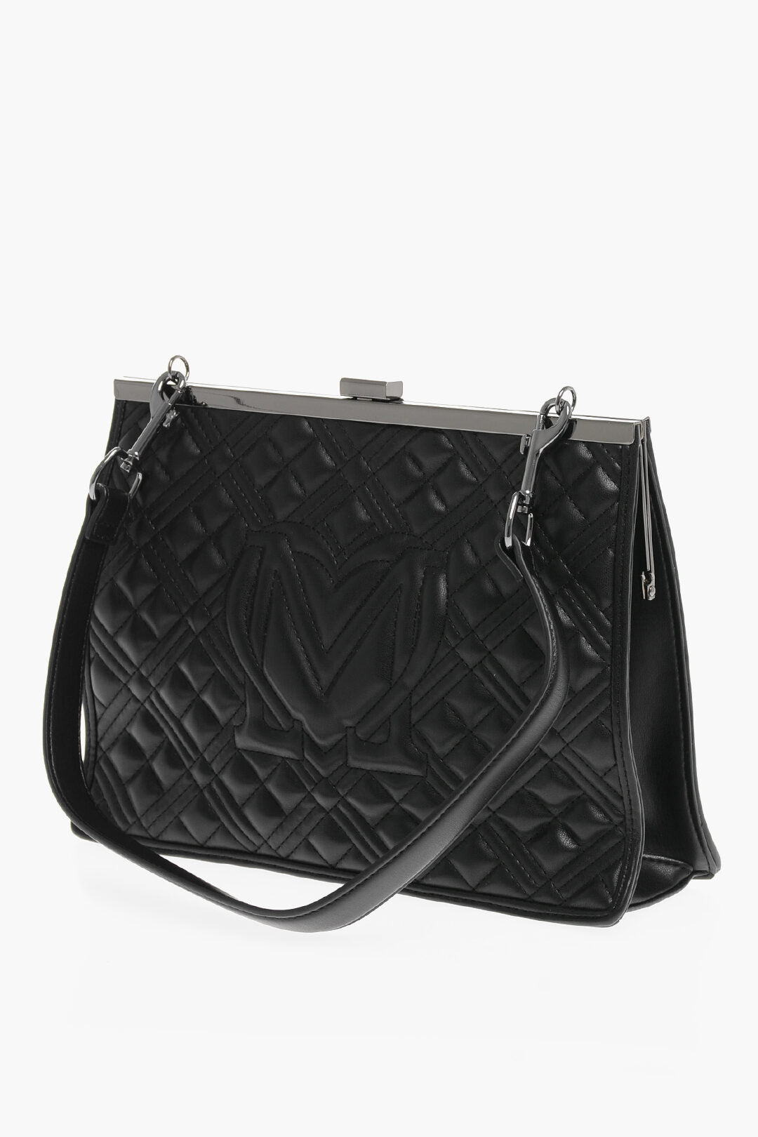 Moschino 1500~LOVE Quilted Faux Leather Crossbody Bag with Tone-on-Tone Logo, view 2
