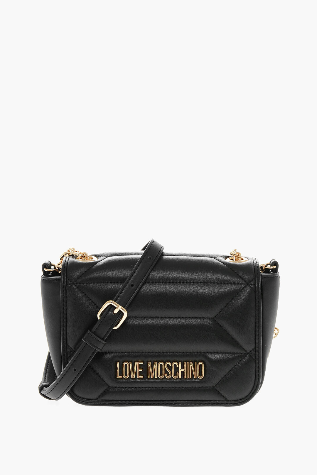 Moschino 1500~LOVE Quilted Faux Leather Shoulder Bag KALEIDOSCOPE with Gold Logo