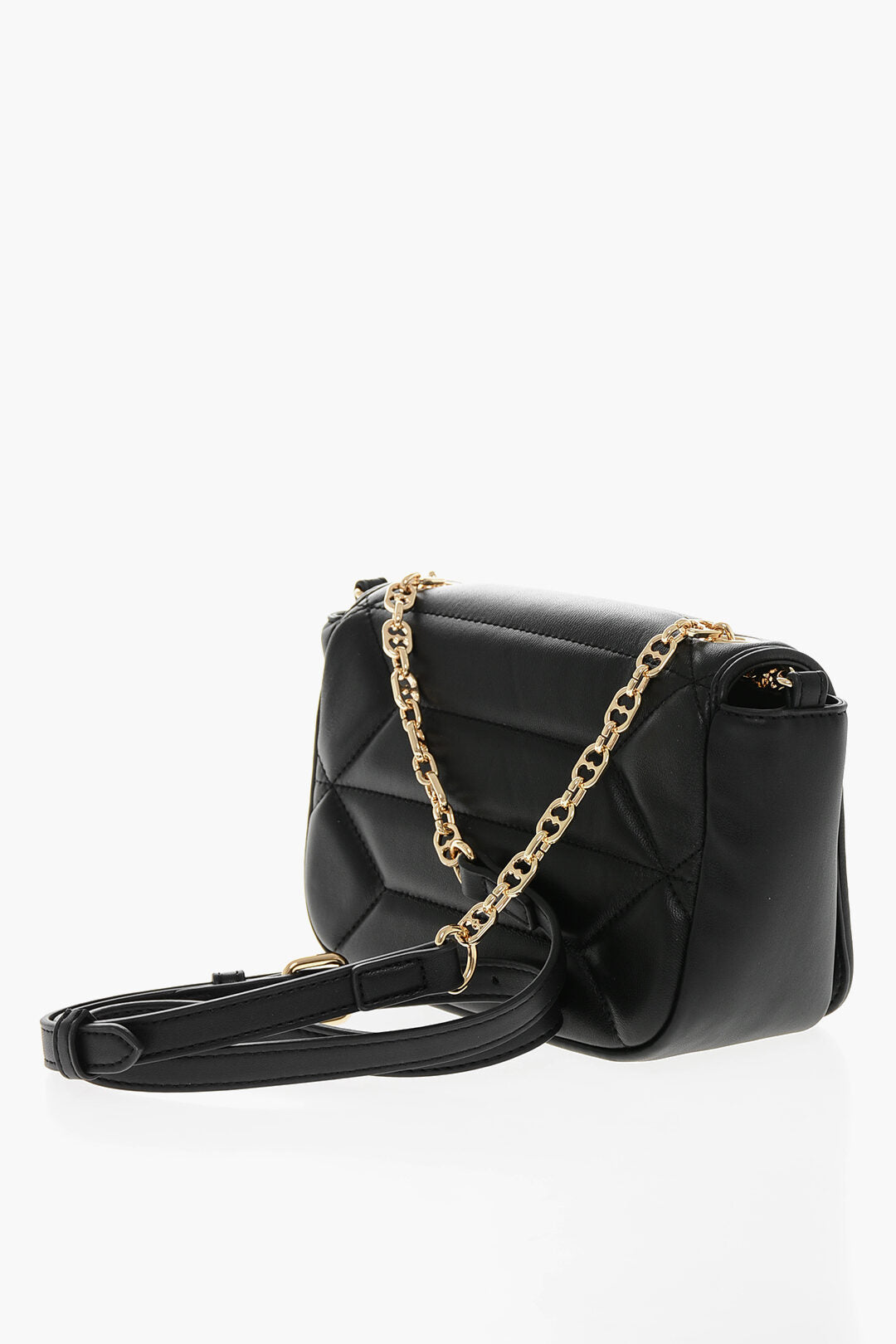 Moschino 1500~LOVE Quilted Faux Leather Shoulder Bag KALEIDOSCOPE with Gold Logo, view 2