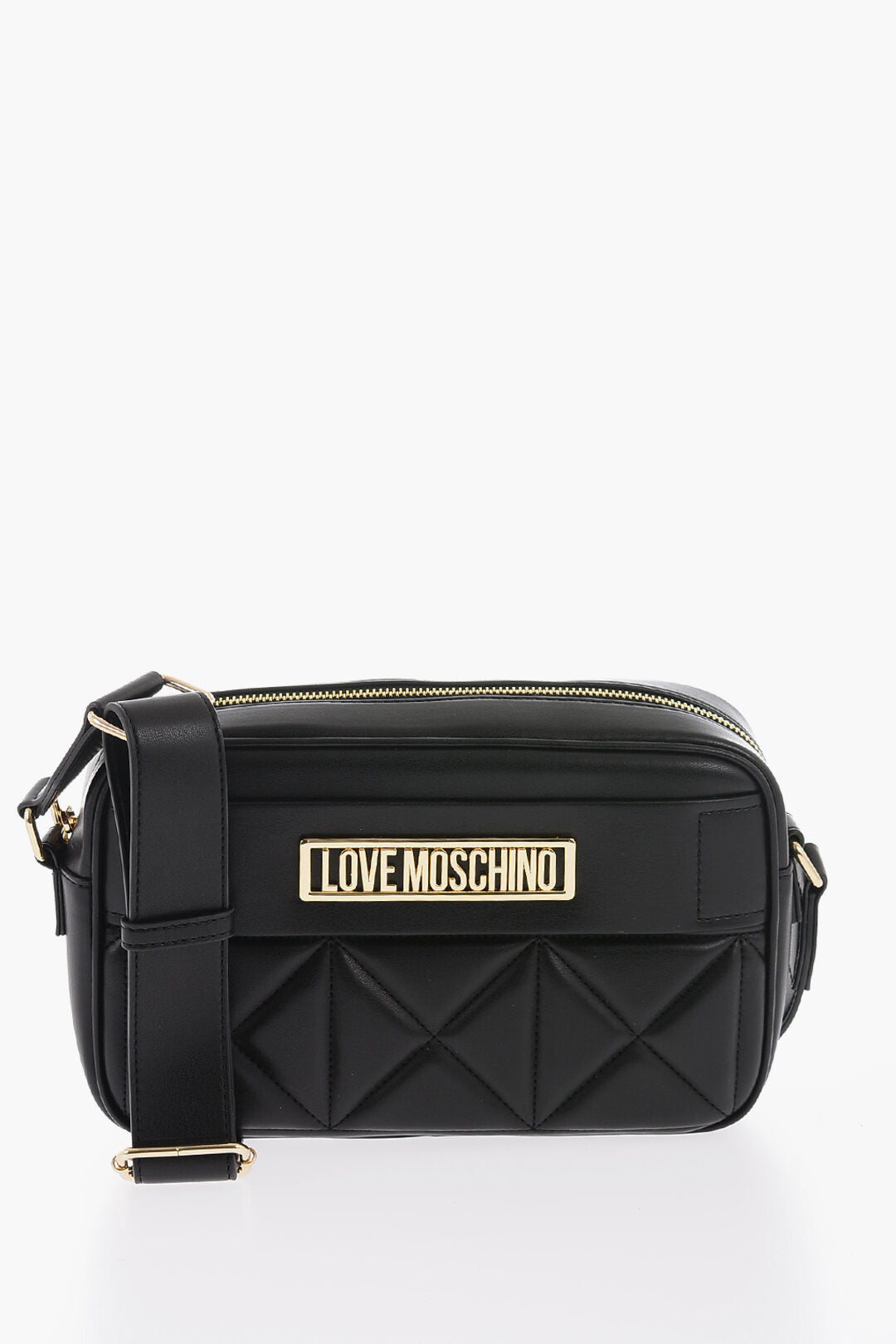 Moschino 1500~LOVE Quilted Vegan Leather Camera Bag with Gold Logo