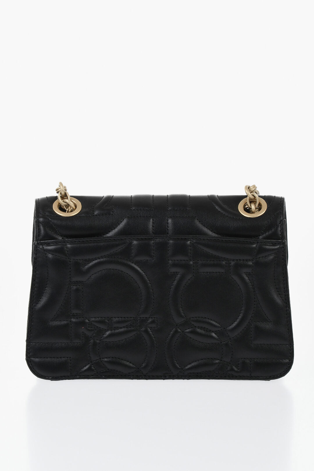 Ferragamo 1500~Quilted-Effect Leather Shoulder Bag With Gold Gancini Detail, view 2
