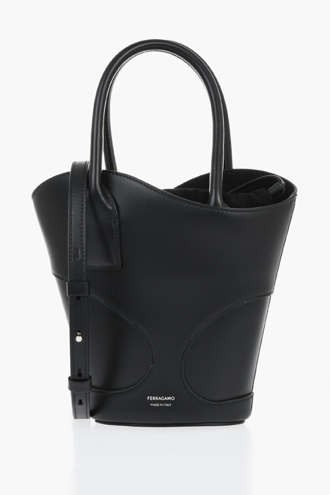 Ferragamo 1500~Solid-Color Leather Bucket Bag