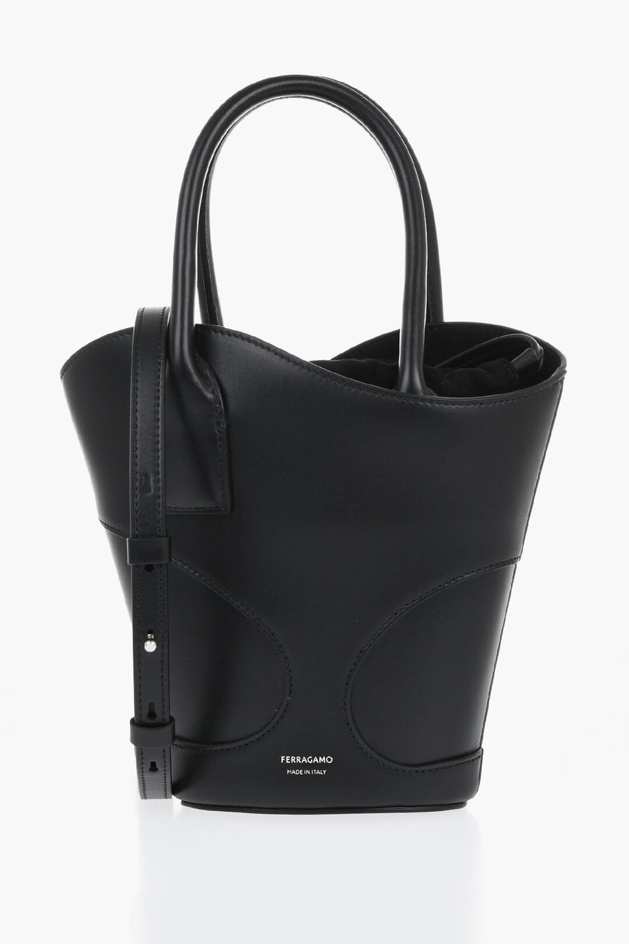 Ferragamo 1500~Solid-Color Leather Bucket Bag
