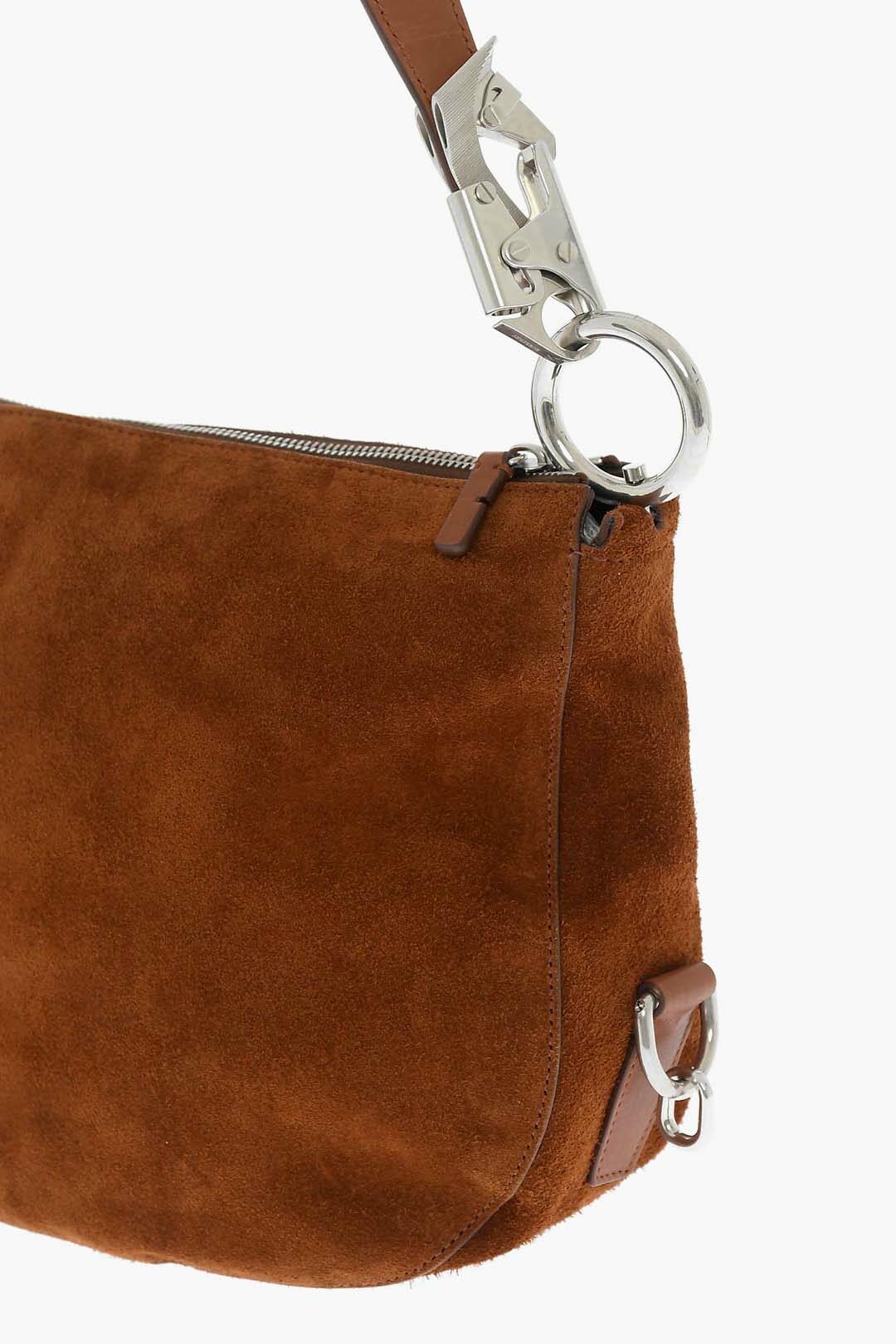 Burberry 2405~Solid-Color Suede Shoulder Bag With Metal Details