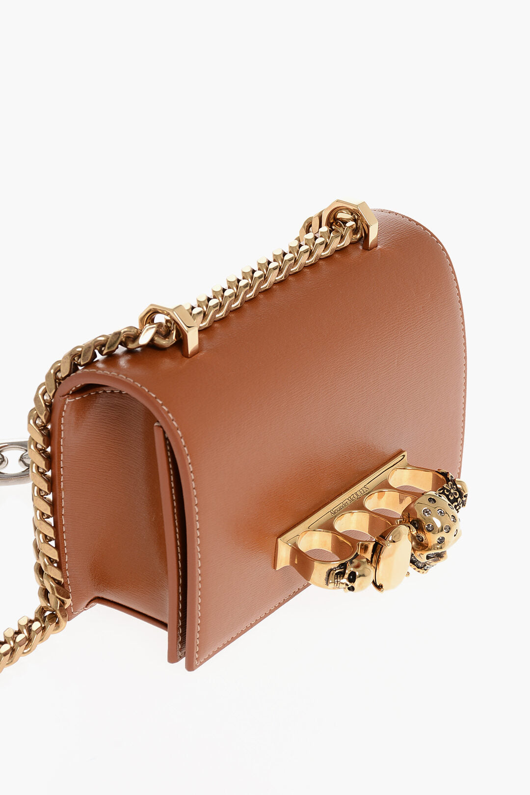 Alexander McQueen 3050~Leather Mini Bag JEWELLED SATCHEL With Chain Strap, view 2