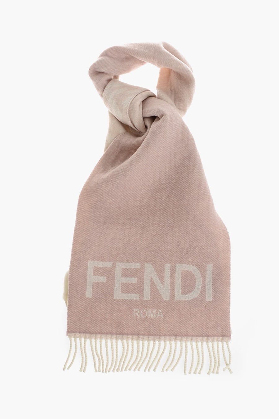 Fendi 1050~Cashmere And Wool Scarf With Ombre Effect, All-Over Monogram And Fringes