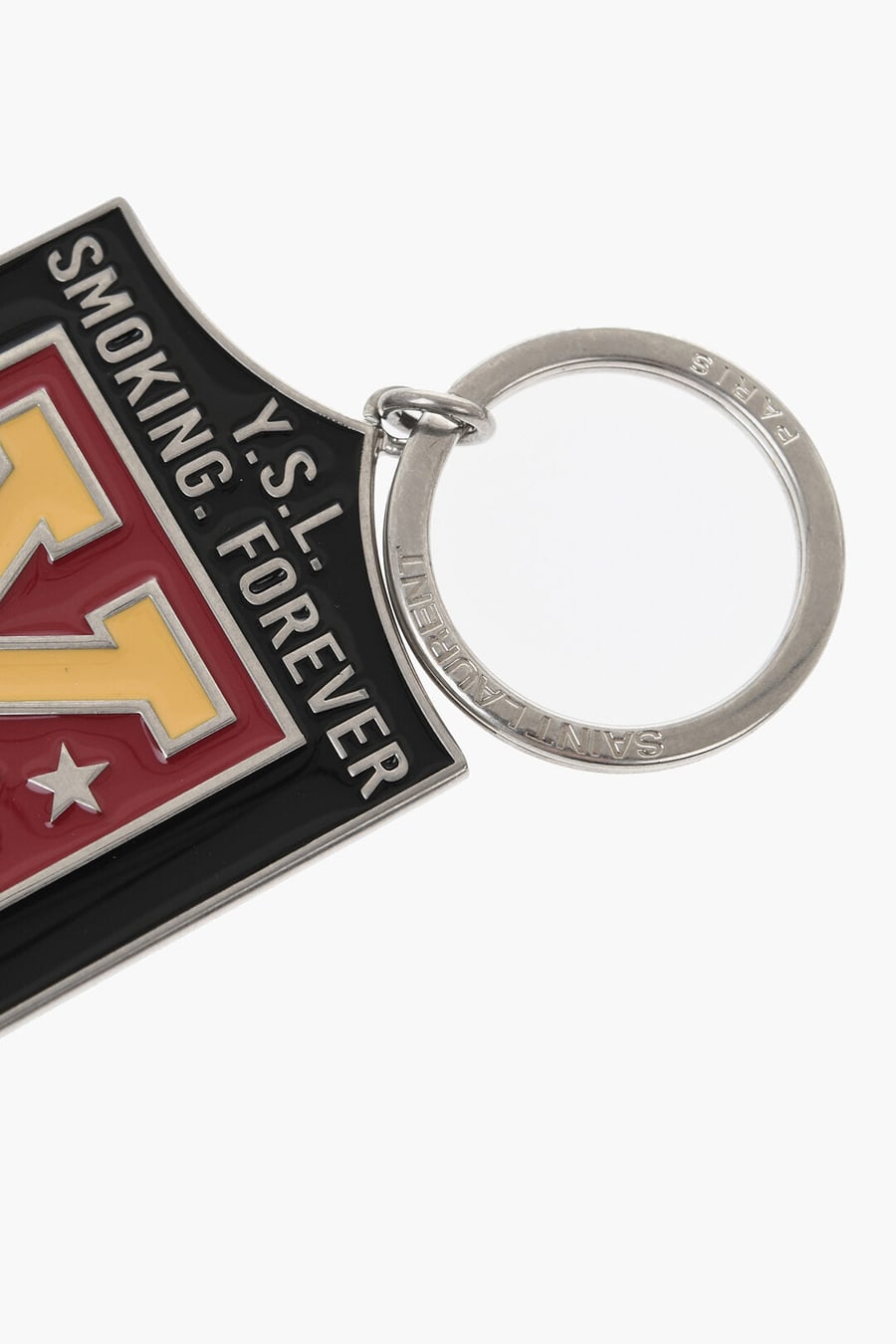 Saint Laurent 1250~Enameled Metal Keychain SMOKING FOREVER, view 3