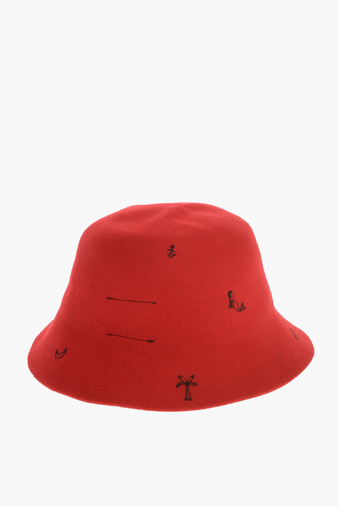 Superduper Hats 2550~LORENZO JOVA Wool Felt Cloche Hat FREYA in Solid Color with Prints, view 2