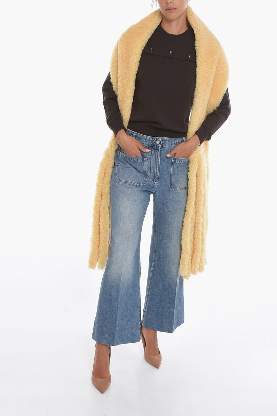 Bottega Veneta 3000~Shearling Scarf with Fringes, view 4