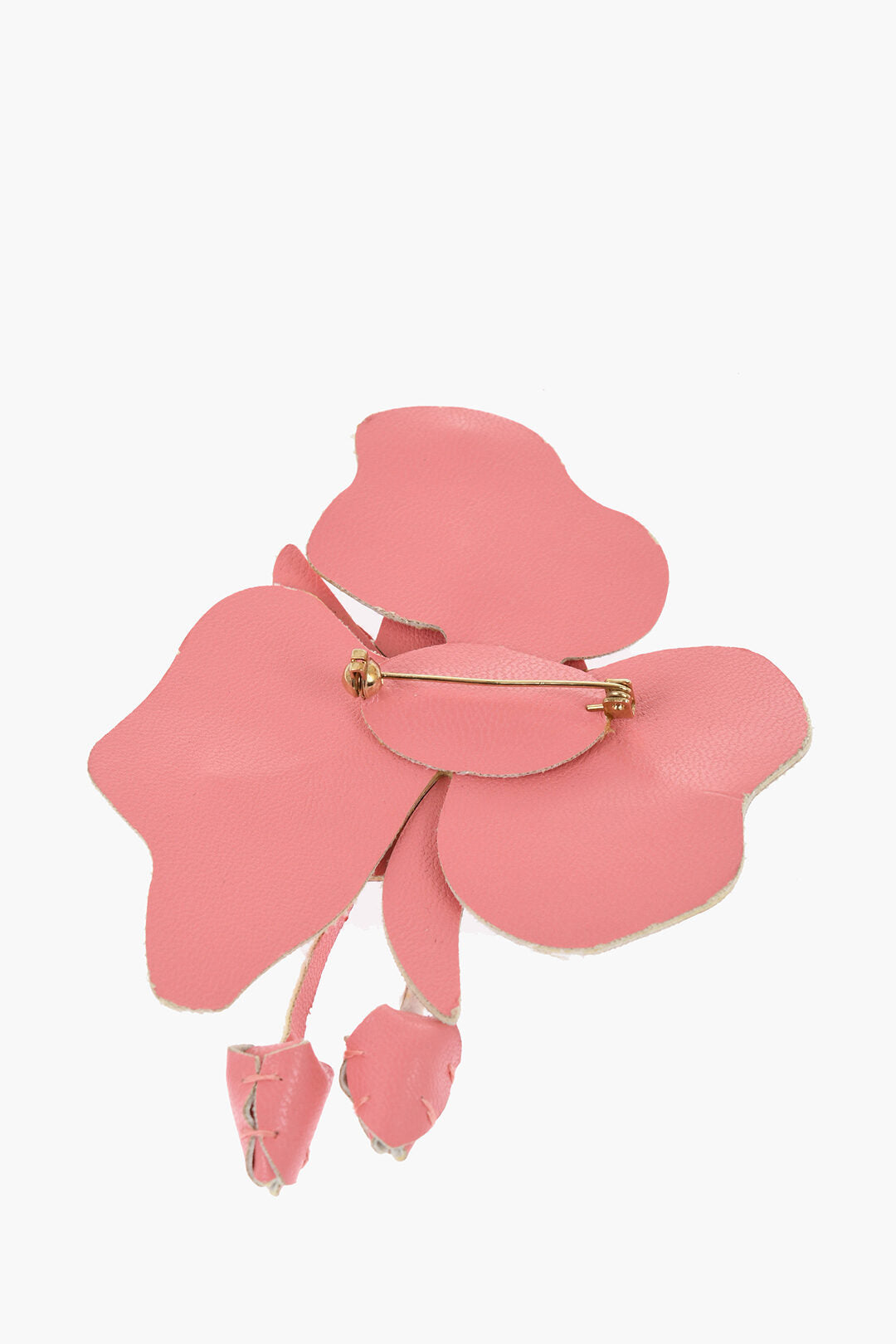 Elisabetta Franchi 3050~Faux Leather Flower Brooch, view 2