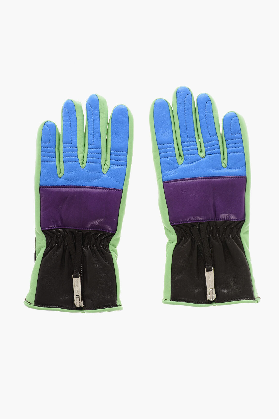 Dsquared2 3250~Color-Block Leather Gloves with Zip