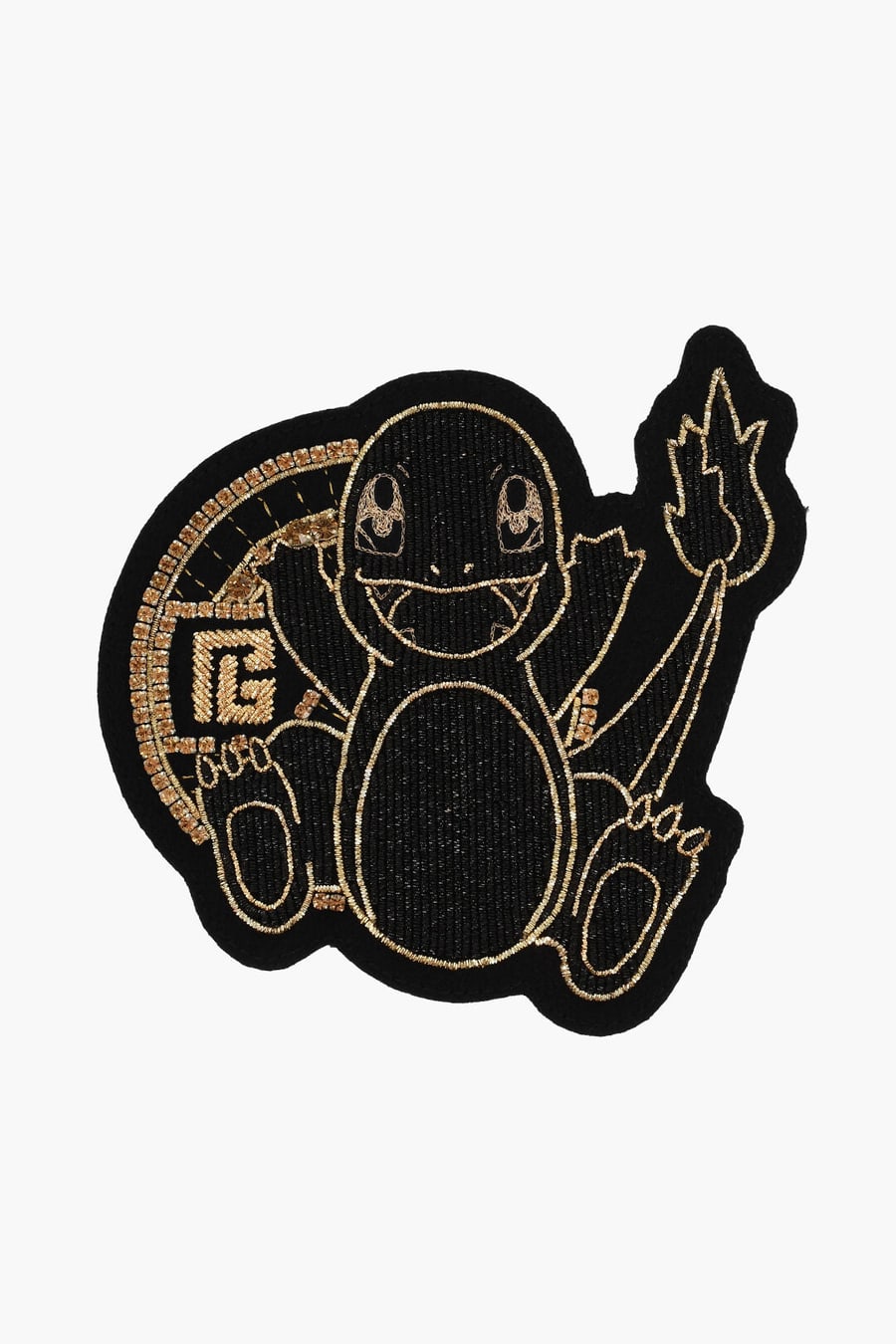 Balmain 3300~POKEMON Gold-Effect Wool Patch CHARMANDER Embellished With Strass