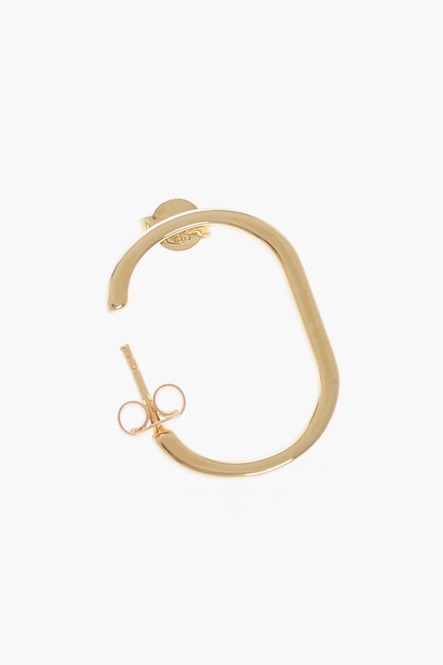 D'Heygere 3300~Single Silver Earring O-Shaped with Gold Effect