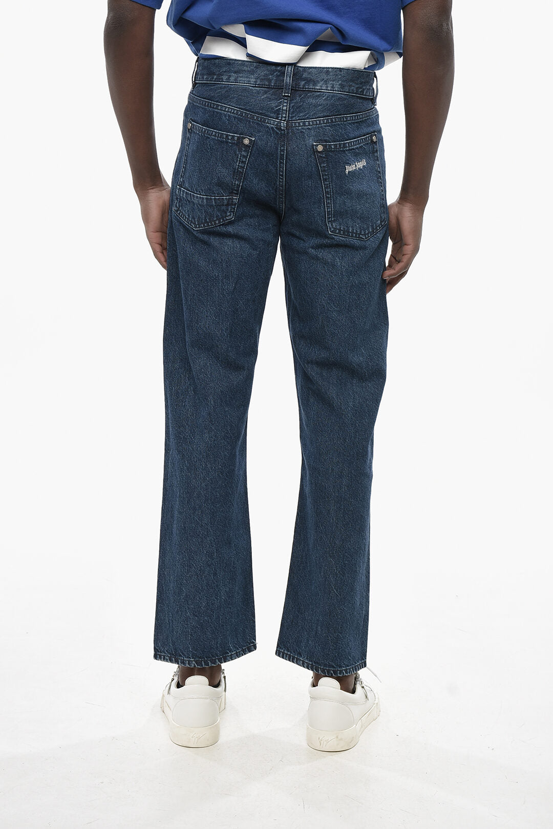 Palm Angels 0135~Dark Wash Denim Loose Fit Jeans CLASSIC LOGO 22cm