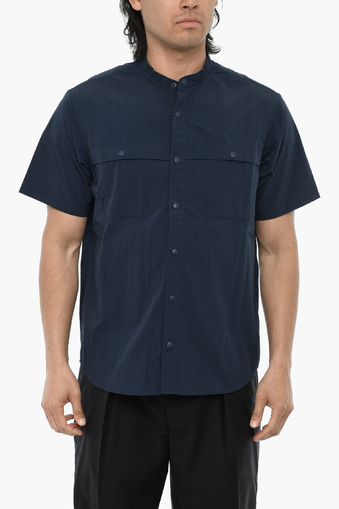 Woolrich 0135~Nylon Short-Sleeve Shirt with Double Chest Pocket