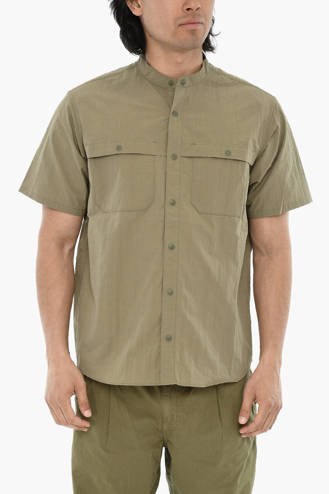 Woolrich 0135~Nylon Short-Sleeve Shirt with Double Pocket