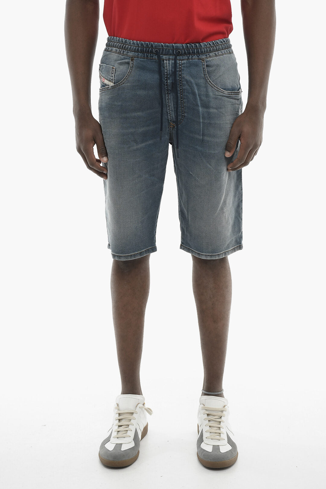 Diesel 0140~JOGG JEANS Stretch Denim Shorts 2033 D-KROOLEY With Elastic Waistband