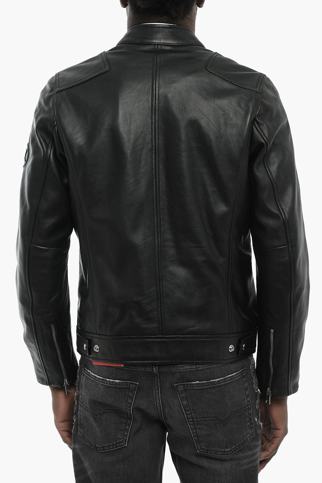 Diesel 0140~Leather Jacket L-BOY-R-NEW with Embossed Logo, view 2