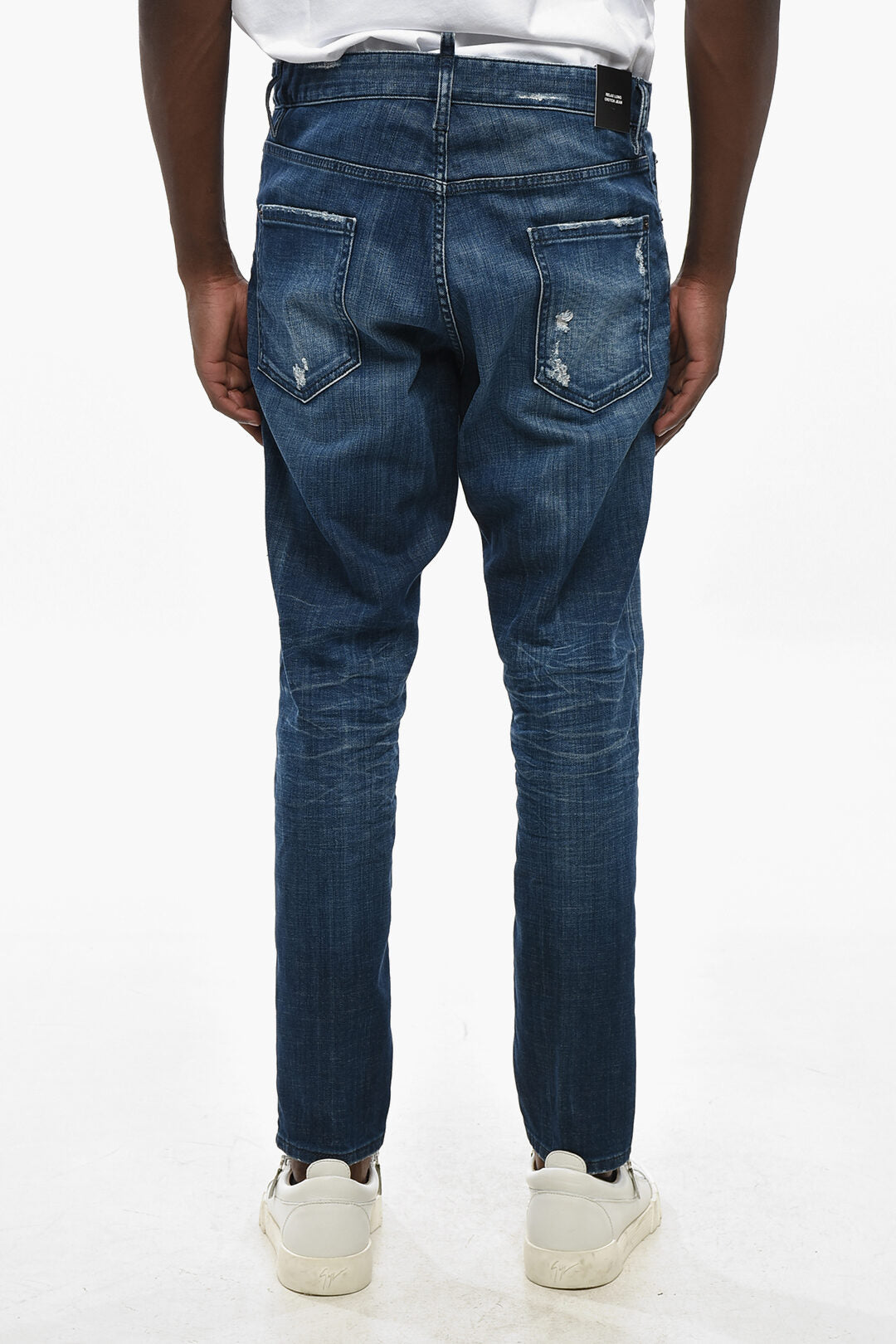 Dsquared2 0180~Delavé Wash Denim Jeans Relaxed Fit with Rips 17cm, view 2