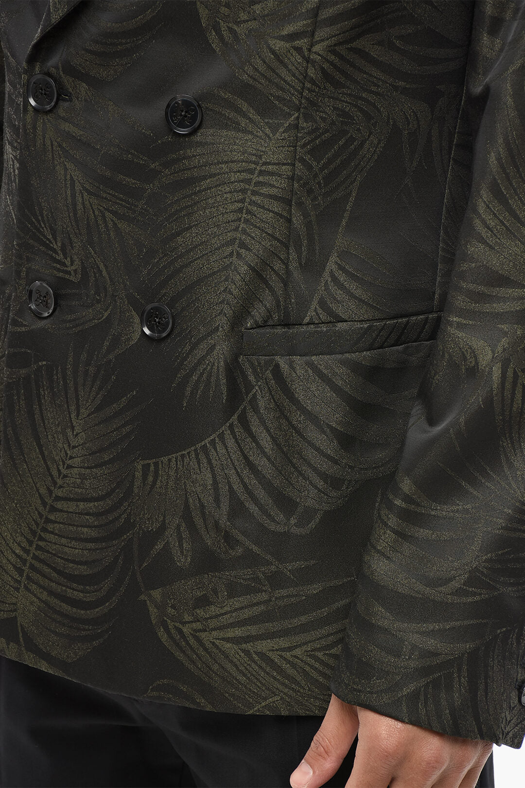 Palm Angels 0201~Glitter-Effect Wool Double-Breasted Jacket With Peak Lapel