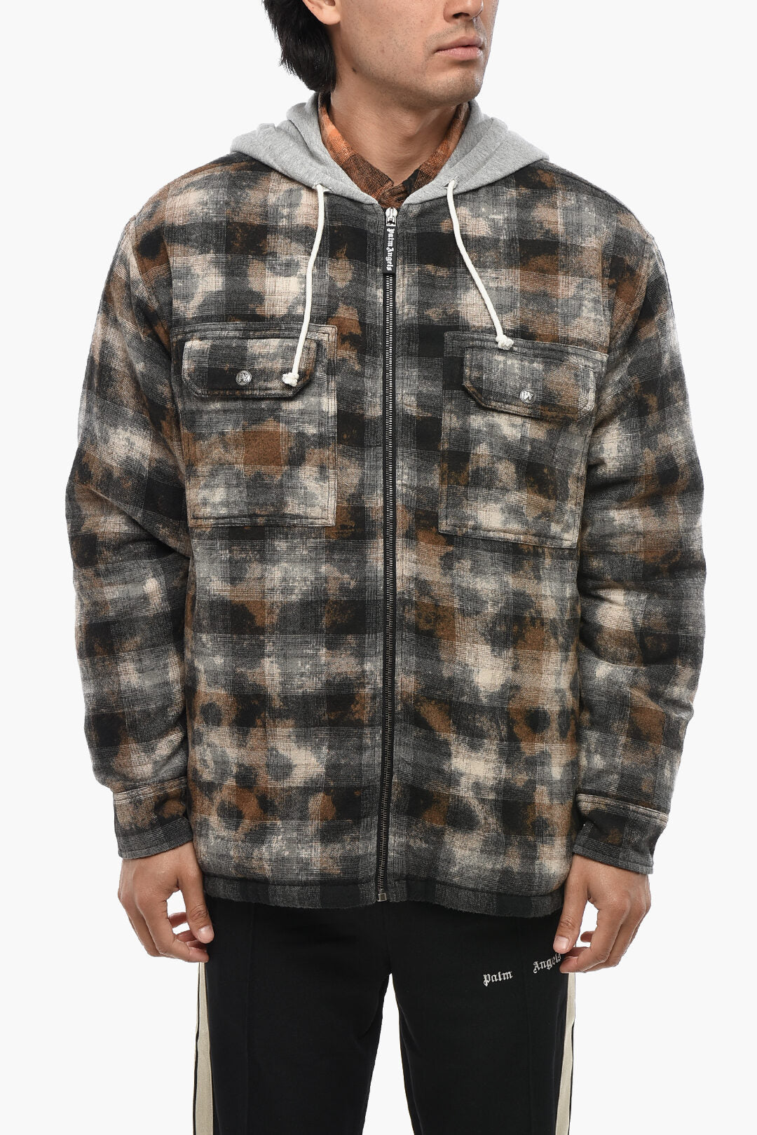 Palm Angels 0201~Plaid Overshirt with Hood