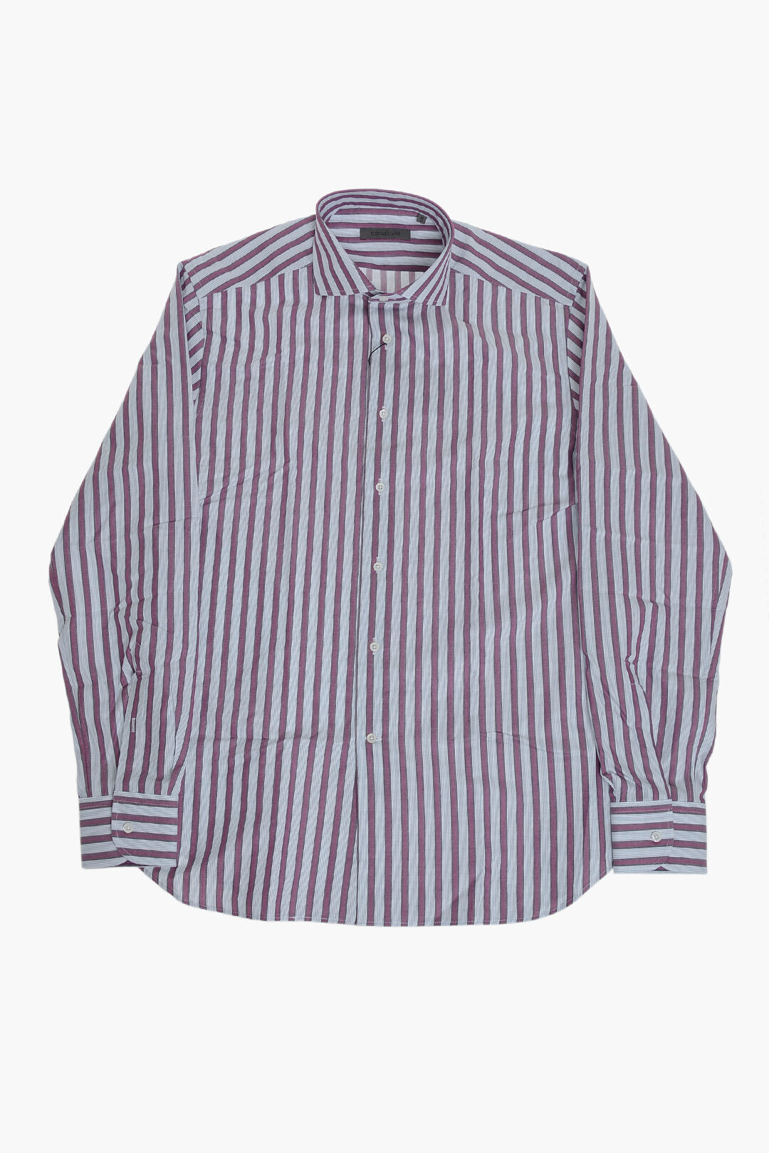 Corneliani 0401~Cotton Striped Shirt with French Collar, view 2