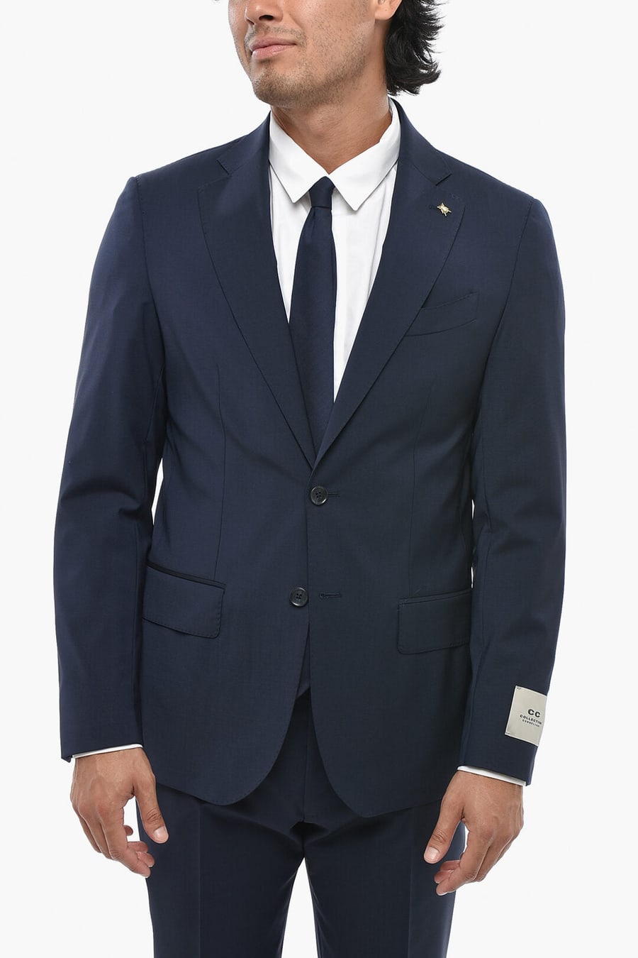 Corneliani 0405~CC COLLECTION 2-Button Virgin Wool Stretch Suit With Flap Pockets, view 2