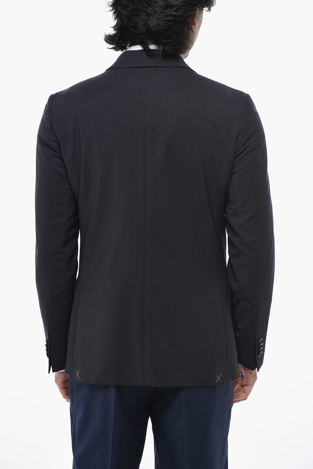 Corneliani 0405~CC COLLECTION Half-Lined Stretch Wool Blazer with Peak Lapel, view 2