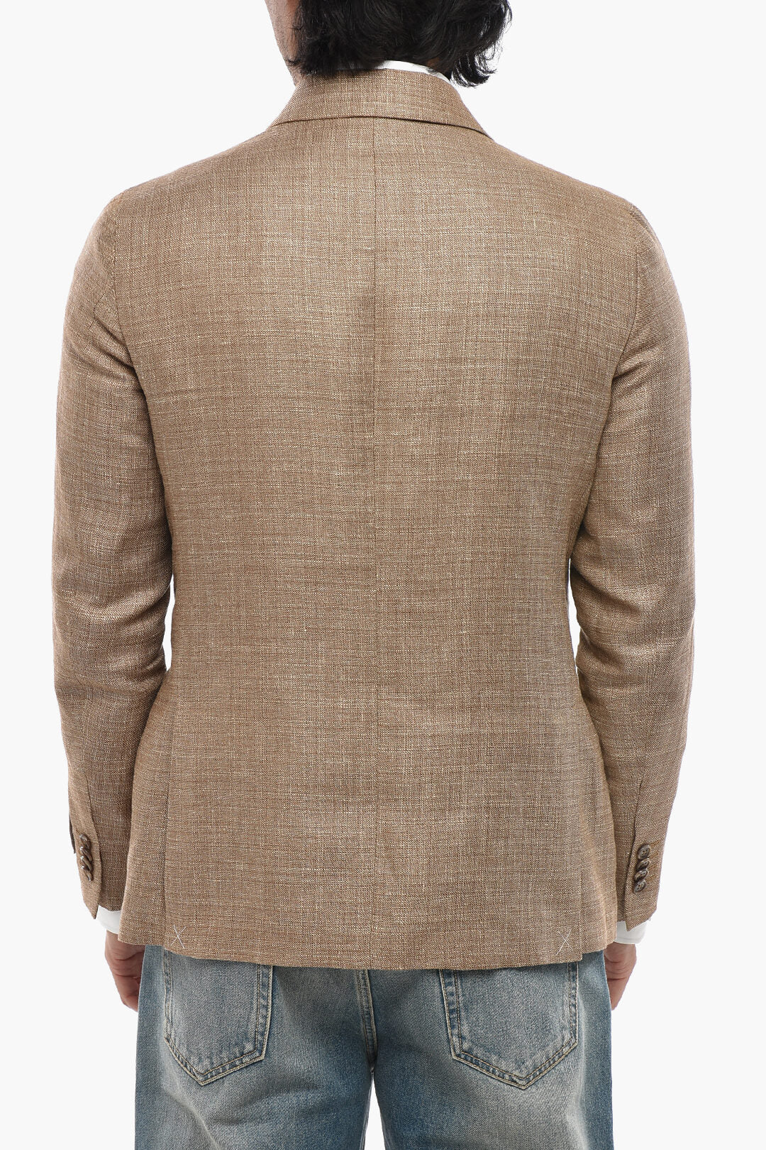 Corneliani 0405~CC COLLECTION Linen Blend Blazer With Peak Lapel, view 2