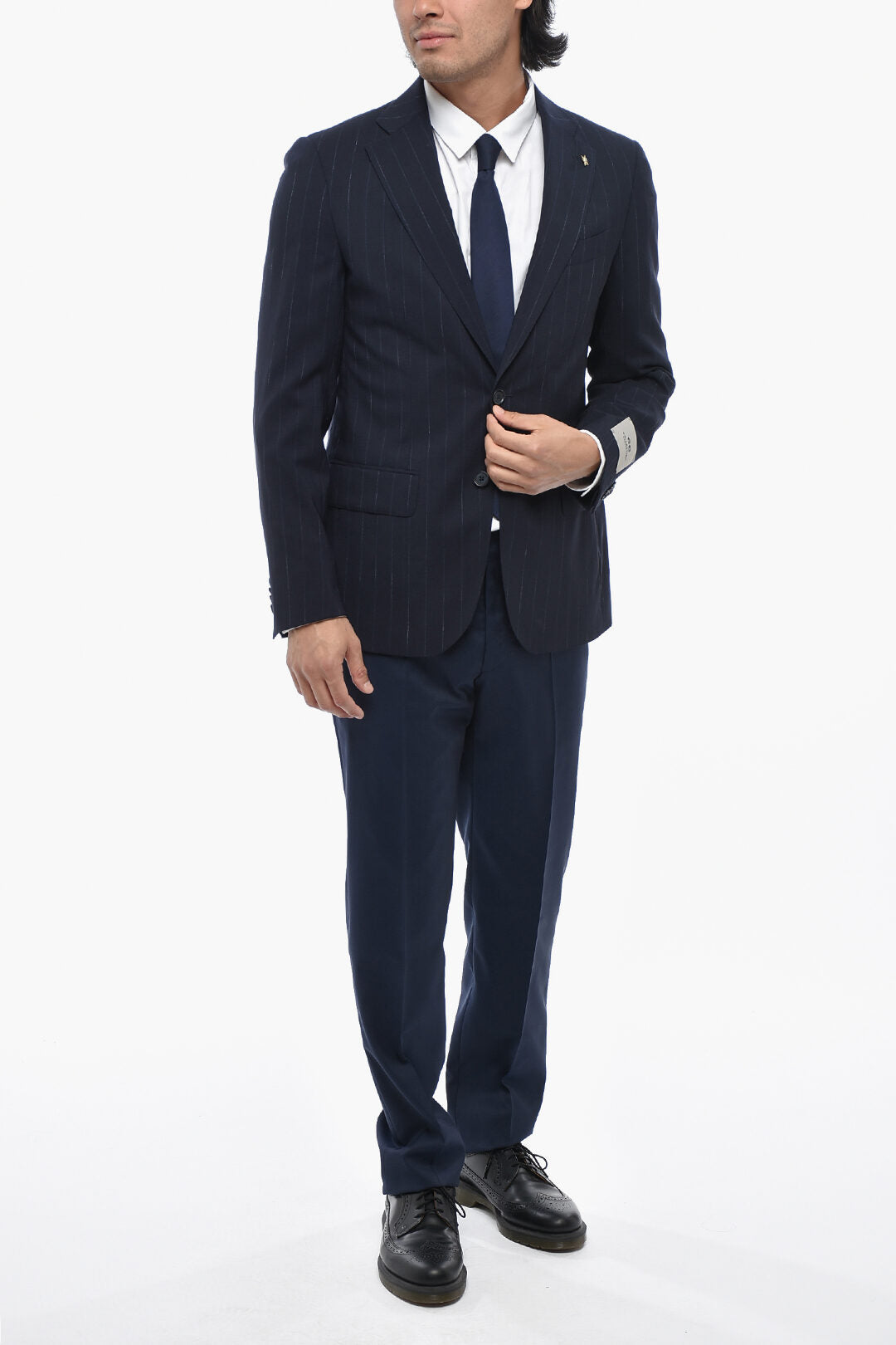 Corneliani 0405~CC COLLECTION Pinstripe Virgin Wool Blazer with Flap Pockets