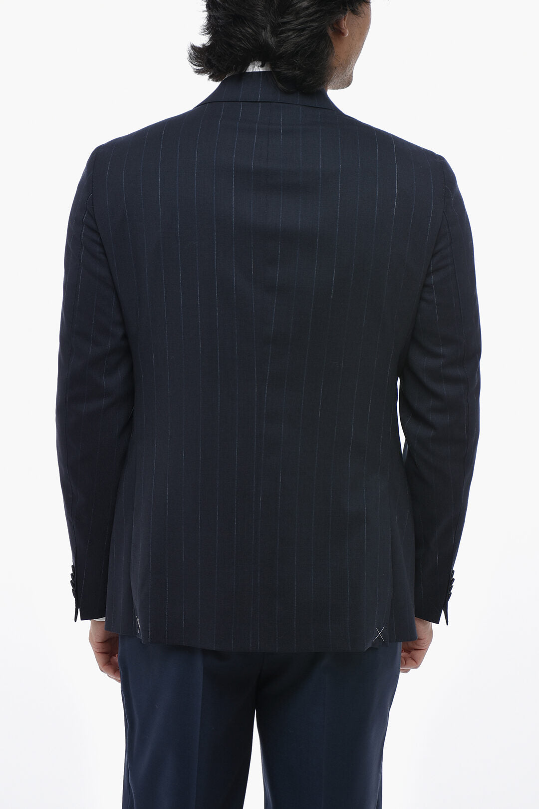 Corneliani 0405~CC COLLECTION Pinstripe Virgin Wool Blazer with Flap Pockets, view 2