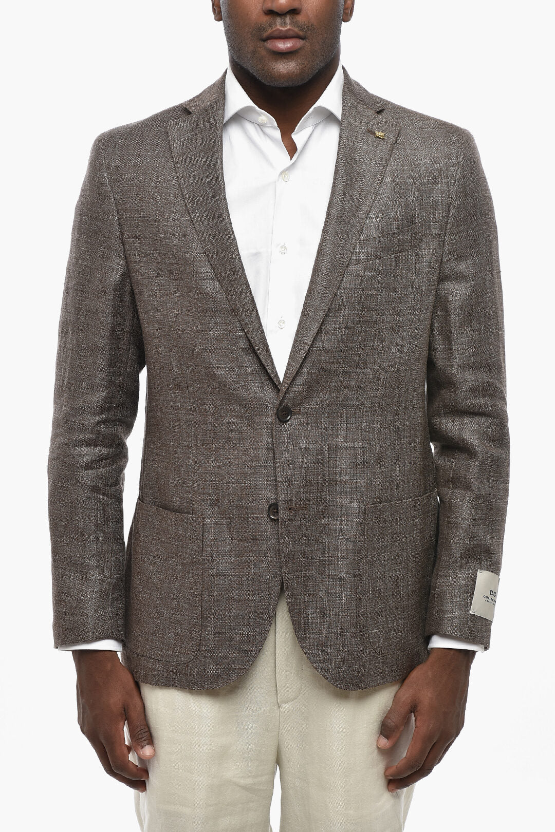 Corneliani 0405~CC COLLECTION Semi-Lined Linen-Blend Blazer With Patch Pockets