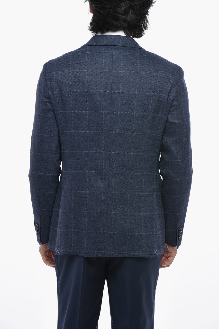 Corneliani 0405~CC COLLECTION Windowpane Wool-Blend Half-Lined Blazer, view 2